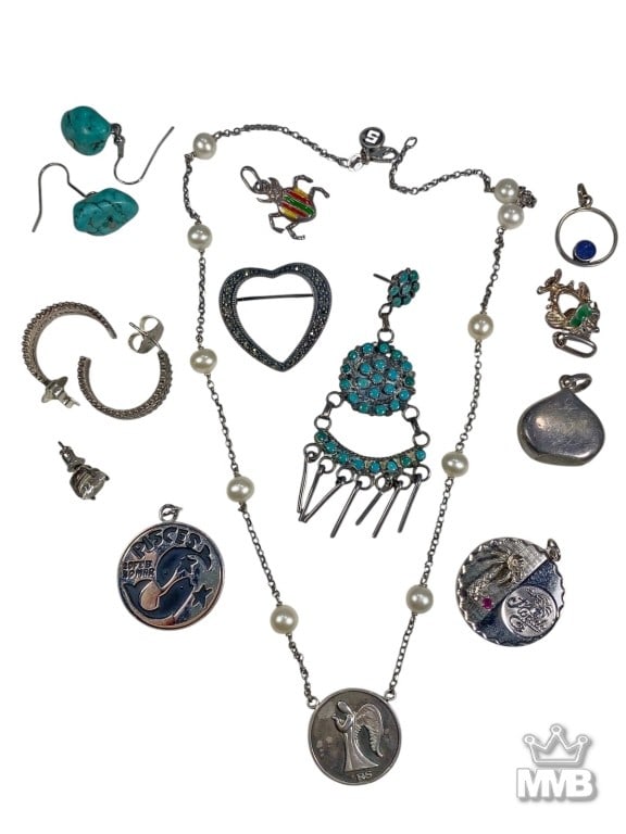 Assorted Sterling & Turquoise Jewelry 14pc LOT (1 of 6)