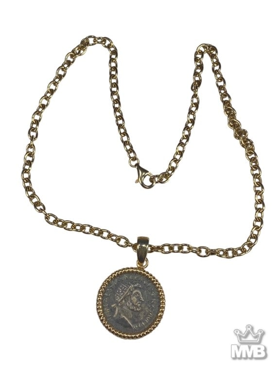Italian Vermeil Sterling Silver Coin Necklace (1 of 5)