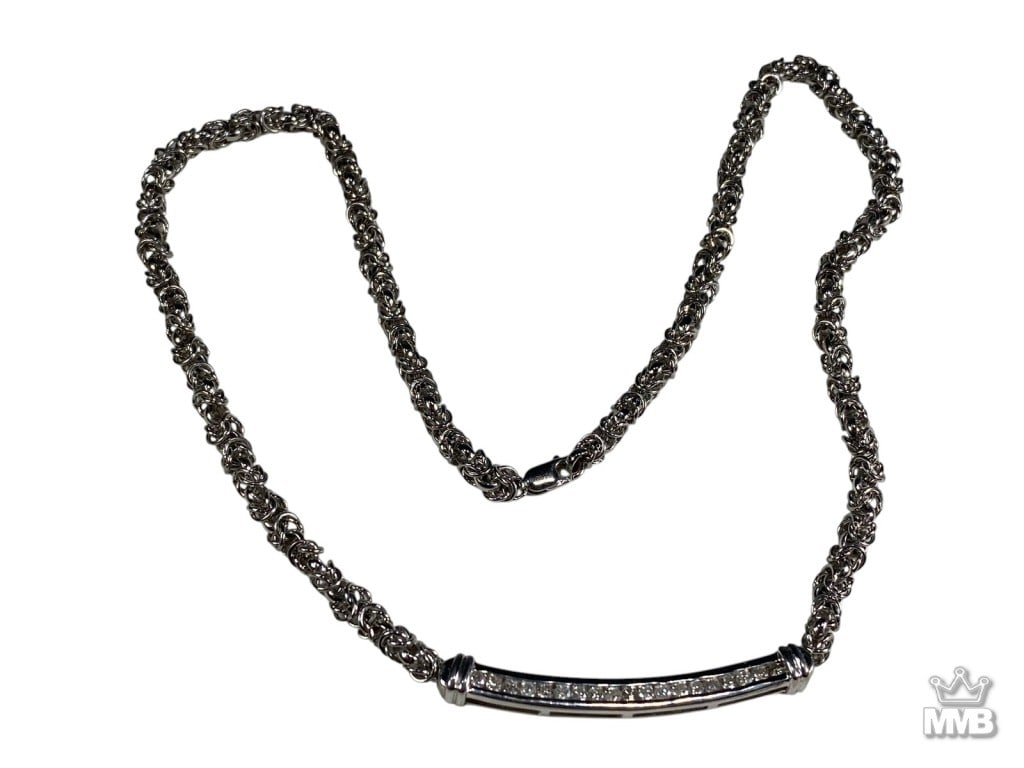 Estate .925 Sterling Silver & Glass Necklace (1 of 4)