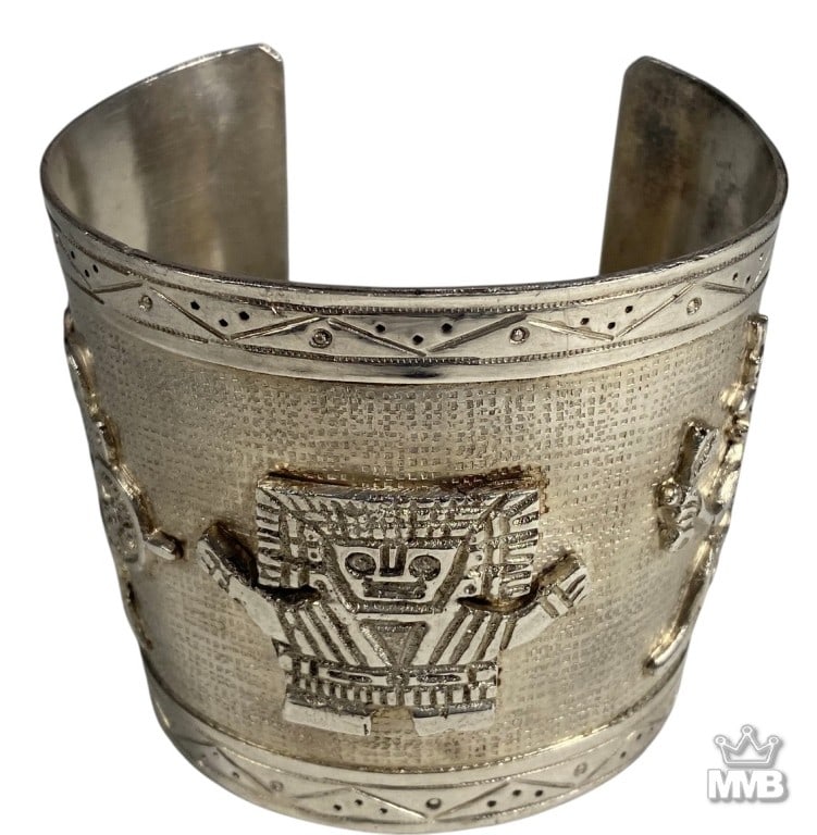 Peruvian Sterling Silver Handcrafted Bracelet 101g (1 of 5)