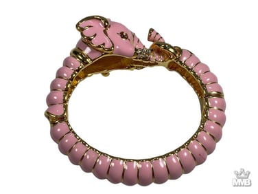 Kenneth J. Lane Pink Elephant Enamel Cuff Bracelet