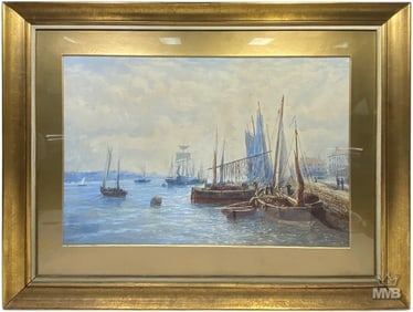 Bernard B Hemy Seascape Watercolor Painting SIGNED