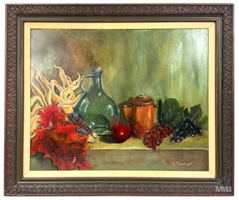 Still Life Oil Painting on Board Signed Newman
