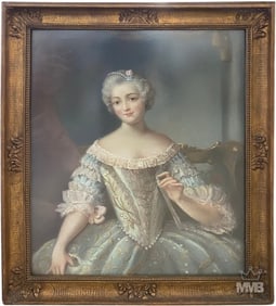 Antique European Print or Pastel Portrait Painting