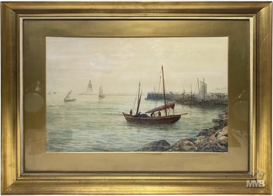 B. B. HEMY Seascape Watercolor Painting SIGNED