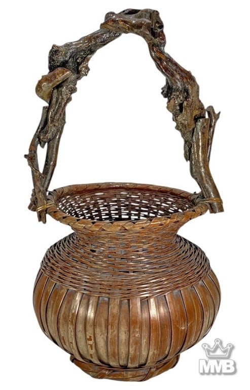 Japanese Root Handle Bamboo Ikebana Basket (1 of 7)