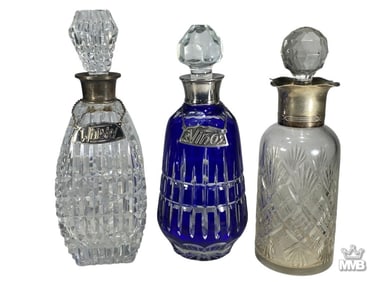 WMF Germany & 2 Other Crystal Decanters 3pc LOT