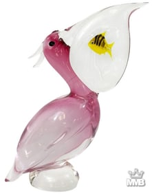 Elio Raffaeli Murano Art Glass Pelican Sculpture
