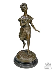 Signed Milo Bronze Woman on Marble Base Sculpture