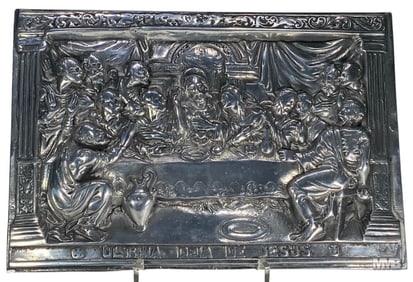Portugeuse Metal Relief Plaque of The Last Supper
