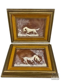 USA Resin Hunting Dog Poly-Stone Reliefs 2pc LOT