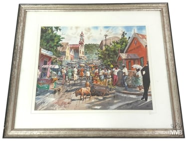 Herbie Rose Market Scene Watercolor Painting