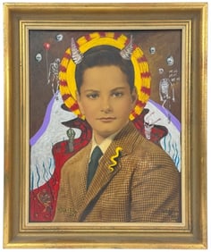 Michael Hill 'Went To Hell' Mixed Media Painting