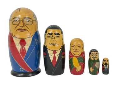 Russian Soviet Leaders Hand-Painted Nesting Dolls
