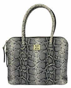 Escada Snakeskin-Pattern Gold-Tone Handbag Purse