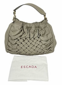 Escada Beige Woven Leather Shoulder Bag Purse