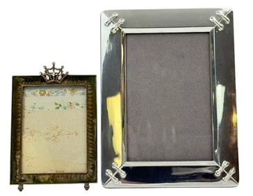 Christofle & Vintage Crown Picture Frames 2pc LOT