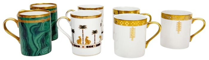 Dior & Tiffany Porcelain Designer Coffee Cups 7pcs