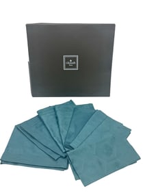 Christofle Paris Teal Table Linens w/ Box 8pc SET