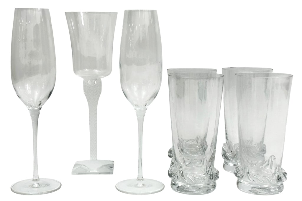 Daum, Lalique & Tiffany Crystal Glasses 7pc LOT (1 of 10)