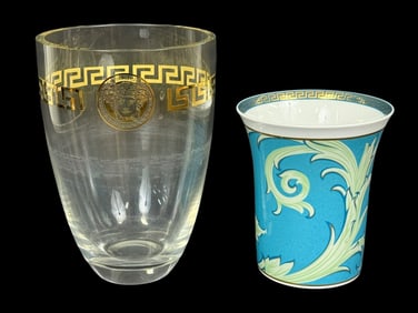 Versace Rosenthal Vase & Porcelain Cachepot 2pcs