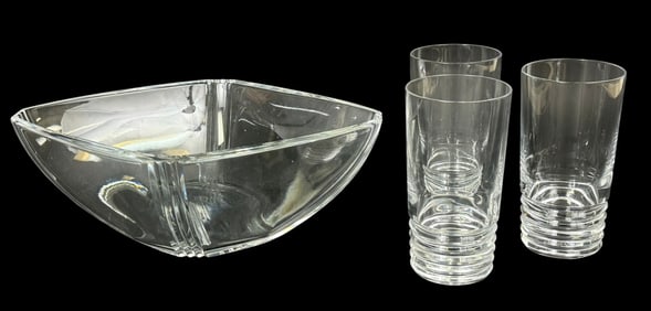 Baccarat French Crystal Bowl & Glasses 4pc LOT