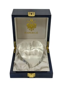 Faberge Clear Crystal Heart Paperweight w/ Box