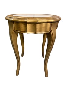 Elegant Marble Top Gilt Wood Small Side Table