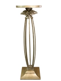 Neoclassical Style Silver Metal Ram Pedestal
