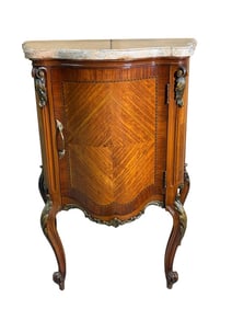 French Louis XV Style Marble Top Nightstand