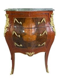 French Louis XV Style Marble Top Nightstand
