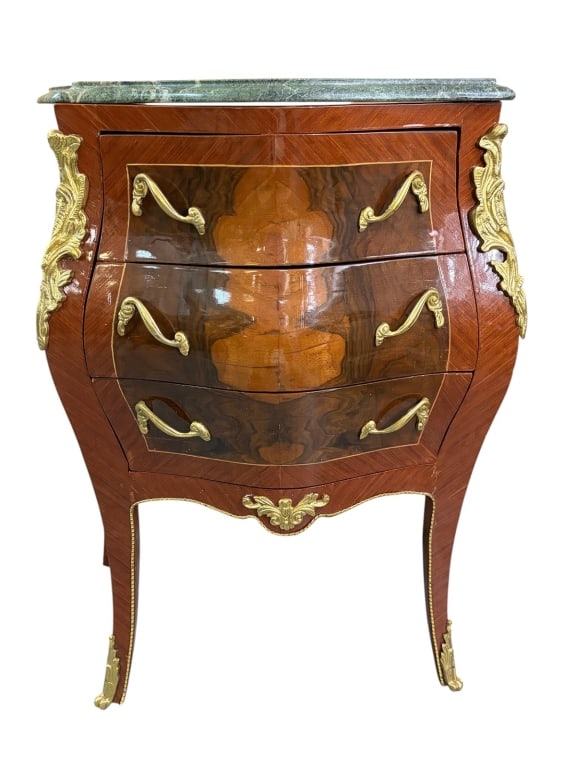 French Louis XV Style Marble Top Nightstand (1 of 6)