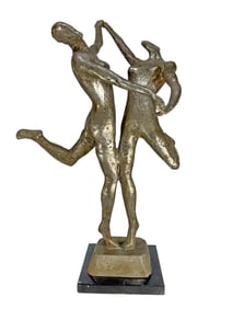 Cast Metal Brutalist Dancing Couple Statue