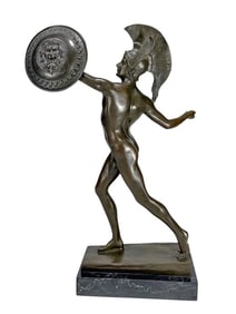 Bronze Warrior Sculpture after Spiro Schwatenberg