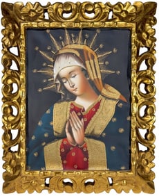 Cuzco School Icon of Virgin of Mercy Oil on Canvas