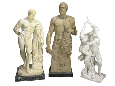 Hercules & Diomedes by Santini Resin Statues 3pc