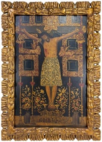 Cuzco School Icon of Jesus Christ Oil on Canvas
