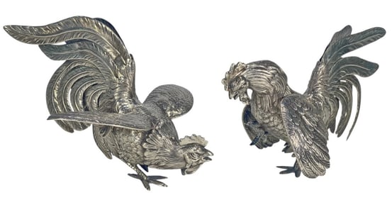 Camusso Peruvian Sterling 925 Roosters 2pc LOT