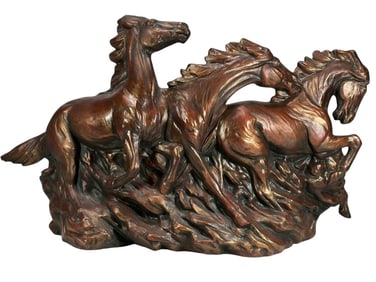 Running Mustang Horses Ceramic Statue