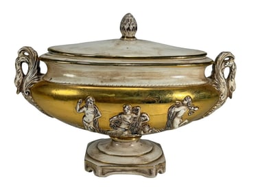 Capodimonte Italian Swan Handles Porcelain Urn