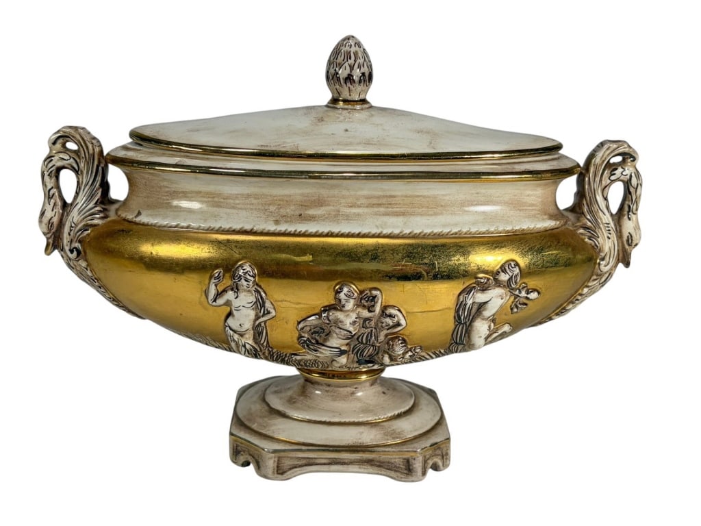 Capodimonte Italian Swan Handles Porcelain Urn (1 of 6)