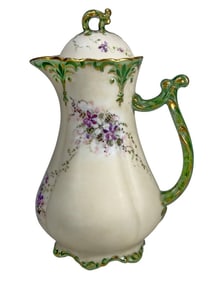 Limoges French Hand Painted Porcelain Lidded Jug