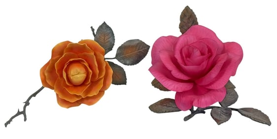 Boehm Porcelain & Bronze Southampton Roses 2pcs