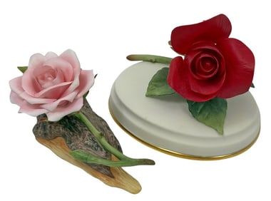 Boehm Hand Painted Porcelain Rose Figures 2pc LOT