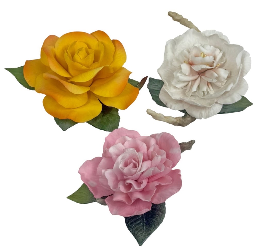 Boehm Rose Flower Porcelain Figurines 3pc LOT (1 of 10)
