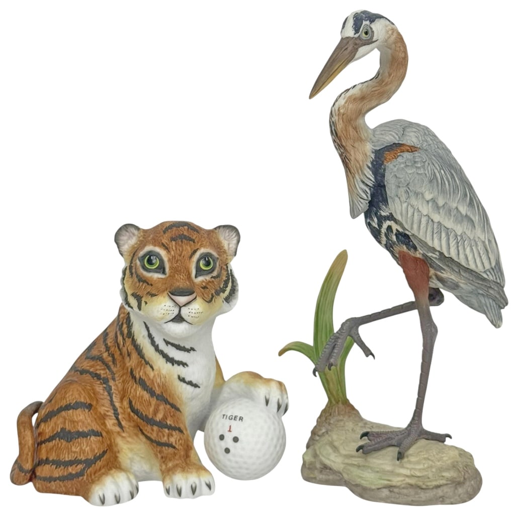 Boehm Porcelain Heron & Tiger Figurines 2pc LOT (1 of 5)
