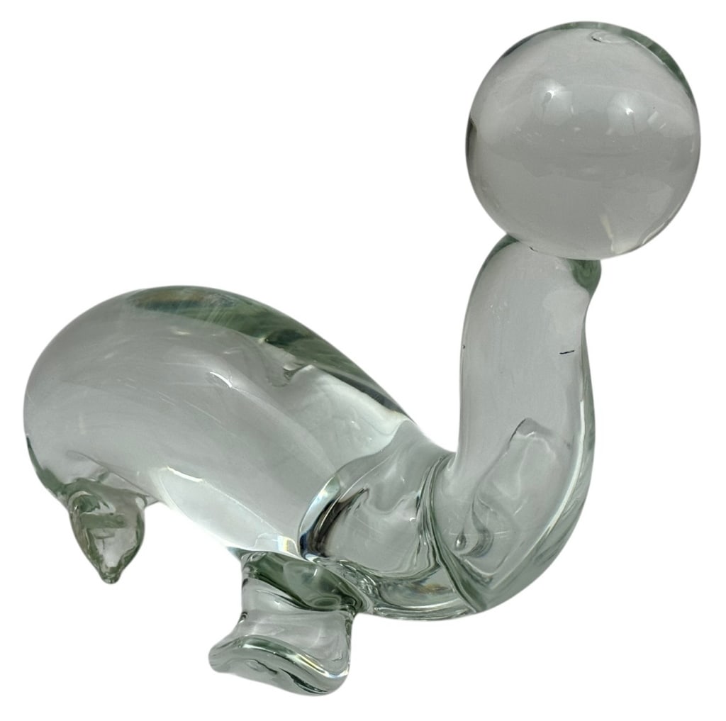 Murano Art Glass Seal w/ Ball Sculpture SIGNED (1 of 5)