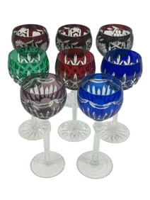 Bohemian Cut Crystal Hock Wine Glasses 8pc LOT