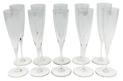 Baccarat French Crystal Champagne Flutes 10pc SET
