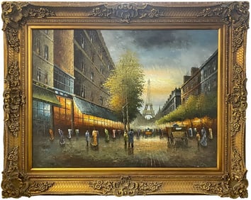 Large Paris Eiffel Tower Oil Painting on Canvas